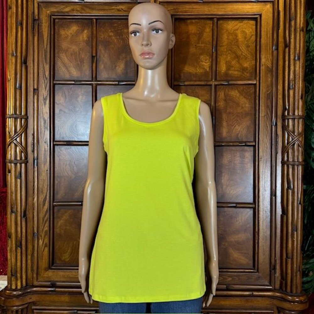 Lemon Way Chartreuse Cotton Blend Tank Top